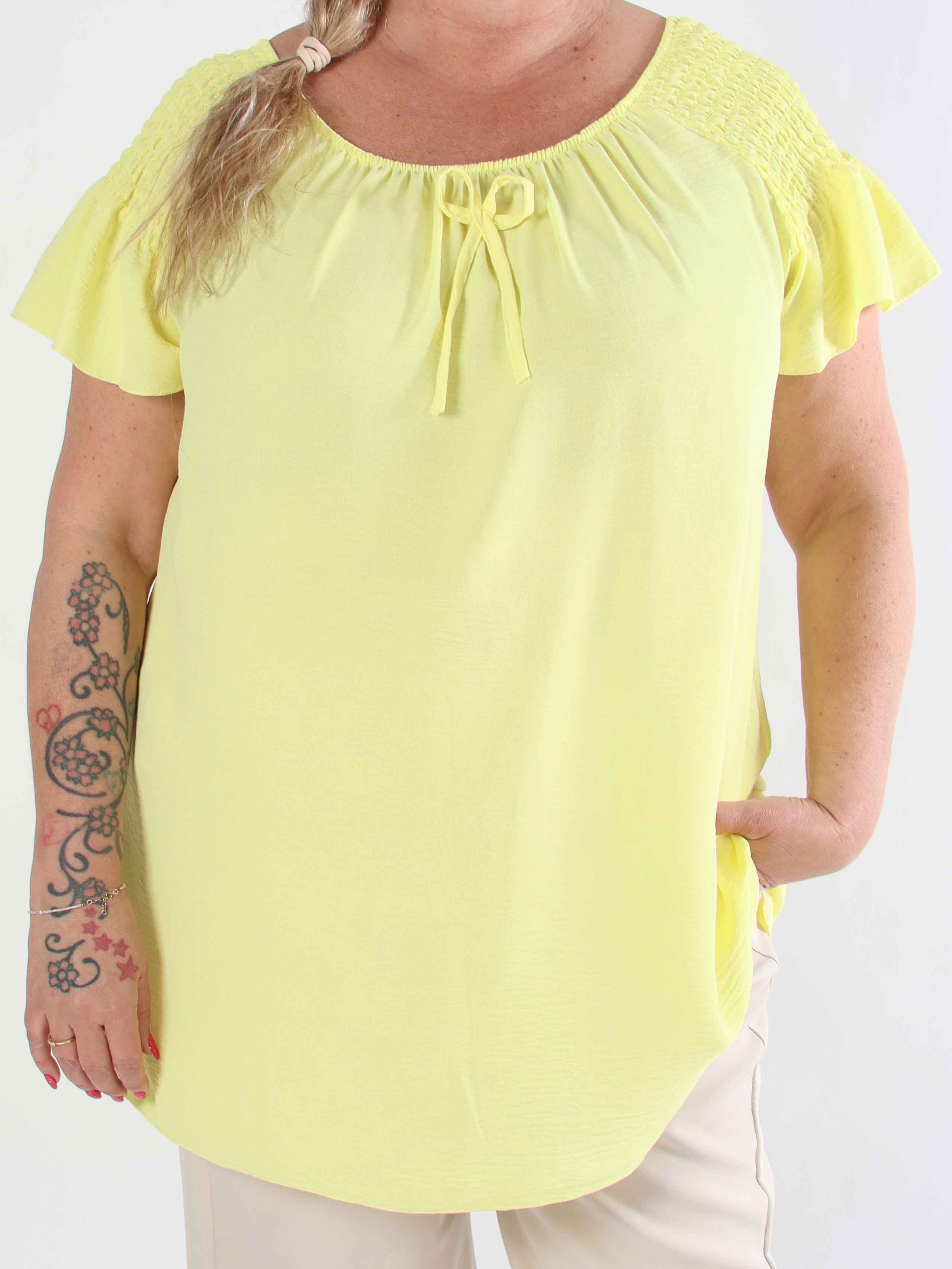 Esther - Plus size-tunika med volangärmar och elastisk halsringning